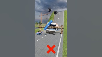 Kleurrijke lange bussen en capsulebussen versus boomstammenval - BeamNG.Drive #shorts #beamngdriv...