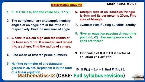 Math Class-9th part-1. Full syllabus revision. Symmetry Education #math