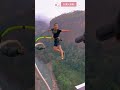 Scary bungee jumping pokhara nepal  back flip while bungee jump 