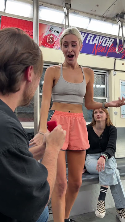I caught the most awkward proposal on the subway 😂
