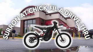 Riding My Surron In The Chick Fil A Drive Thru