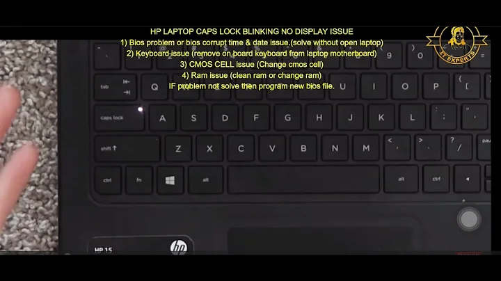 hp caps lock light blinking & no display solutions without open laptop.