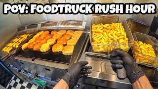 POV: Making 50+ Orders in My Food Truck Rush Hour 🍔🍟 BURGER AND FRIES FROM FOODTRUCK🍔🔥