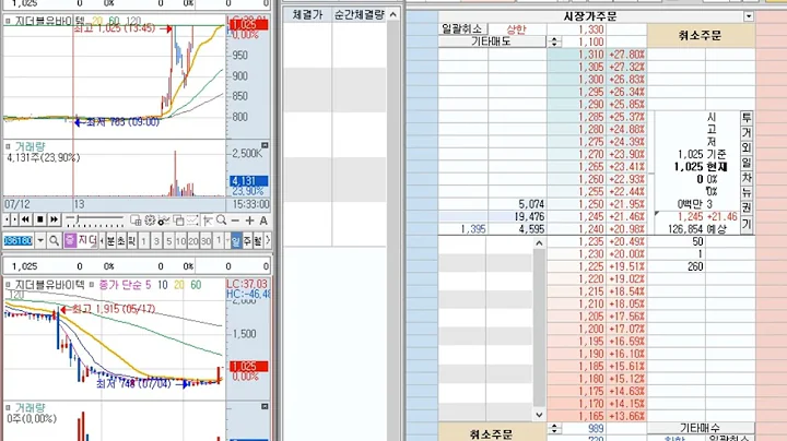 [호가창] 지더블유바이텍 (036180) 2022-7-14 (+19.51%) 호가창 풀타임