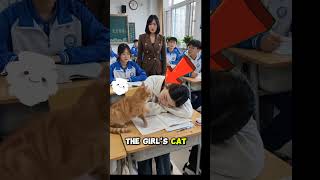 “She slept through class… but her cat said NOT TODAY 😂🐱”