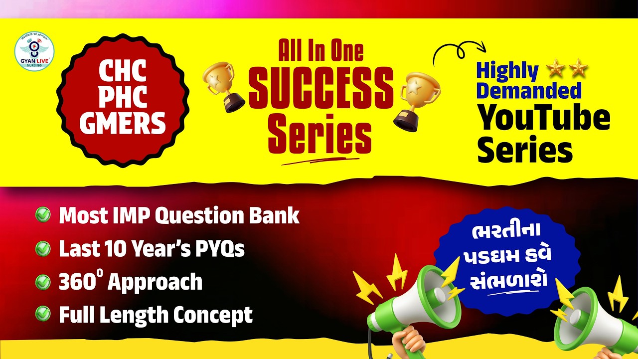 CHC SUCCESS SERIES તદ્દન ફ્રી YouTube Series CHC,PHC,GMERSની પરીક્ષાઓ માટે Most IMPMCQ+Theory@06PM
