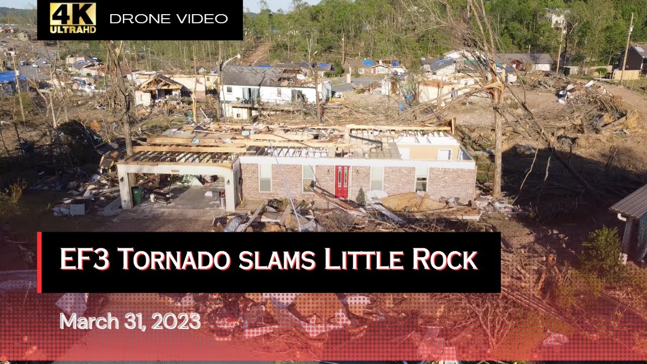 Drone footage of Little Rock tornado damage 3-31-2023 - YouTube