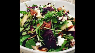 Arugula, Beet, Goat Cheese, Candied Walnut and Pear Salad Recipe!