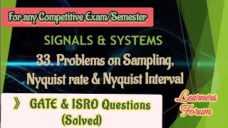 Problems on Sampling | Nyquist Rate & Nyquist Interval | Signals & Systems | GATE & ISRO Questions