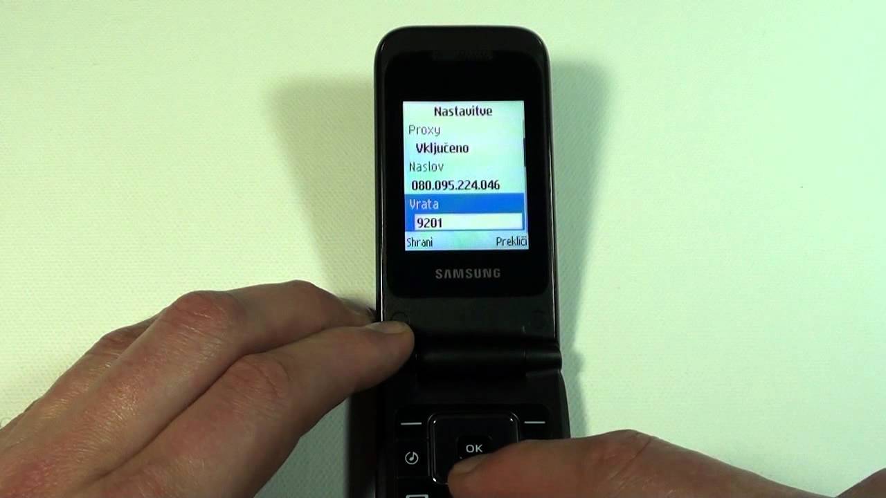 Samsung E2530 Nastavitve MMS Sporo ila YouTube