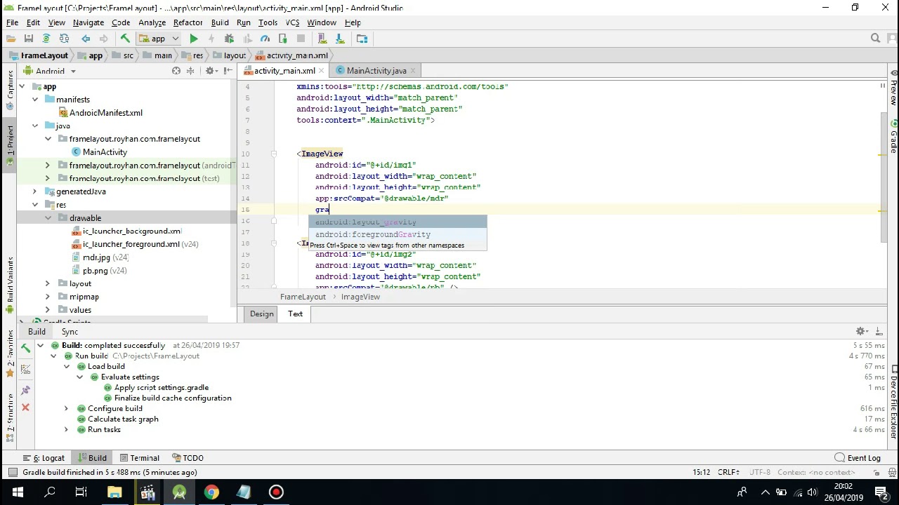 Frame Layout pada Android Studio - YouTube