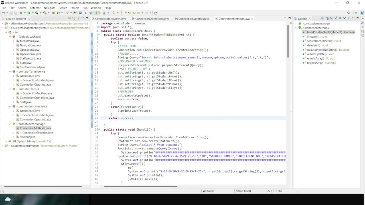 College Management System - JDBC PROJECT - YouTube
