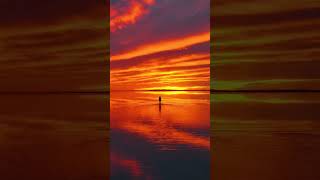 Craziest sunrise of my life at the Bonneville Salt Flats.