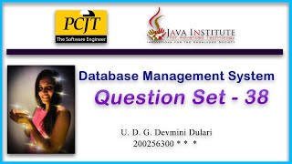 Database Management System | Question-set 38 | 1st year | Java institute