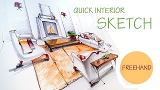 quick interior sketch freehand