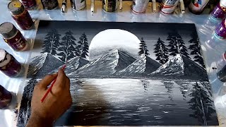 طريقة رسم ||منظر طبيعي أبيض واسود How to draw a black and white landscape