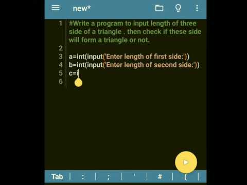 Python program to find if 3 given lengths form a triangle or not - YouTube