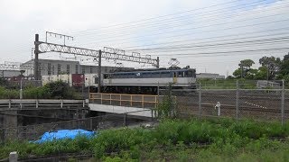 EF65（JR色）牽引コンテナ列車（5087レ）、8052レと離合(2)