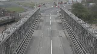 Temp bridge opens at Leven - fly through