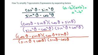 How To Simplify Trigonometric Expressions By Expanding Factors. (Difference of Squares)