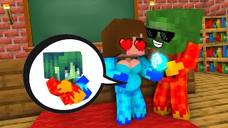 Monster School : ICE ZOMBIE GIRL AND FIRE HEROBRINE LOVE CURSE CHALLENGE - Minecraft Animation