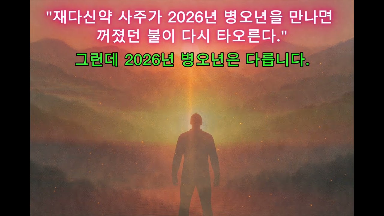 재다신약 사주, 2026년 병오년에 드디어 대운이 터진다!! 2026년운세 #병오년운세 #대운폭발 #사주풀이 #명리학 #운명대전환 #재다신약 