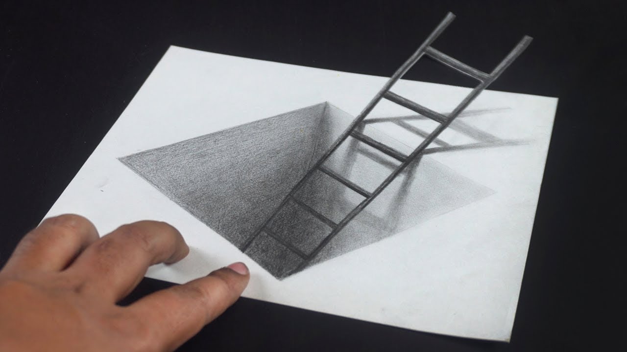 Ladder in the Hole 3D Trick Art Drawing on Paper - YouTube