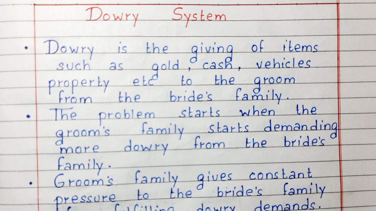 dowry essay writing in english