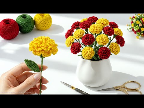 This Crochet Flower Looks TOO Real! 😳 Carnation Bouquet DIY