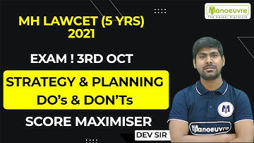 MH LAWCET (5Yrs) 2021 - Exam Date - 3rd October | Master Strategy & Planning | Do
