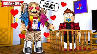 A ARLEQUINA VIROU MINHA BABÁ NO BROOKHAVEN Roblox 