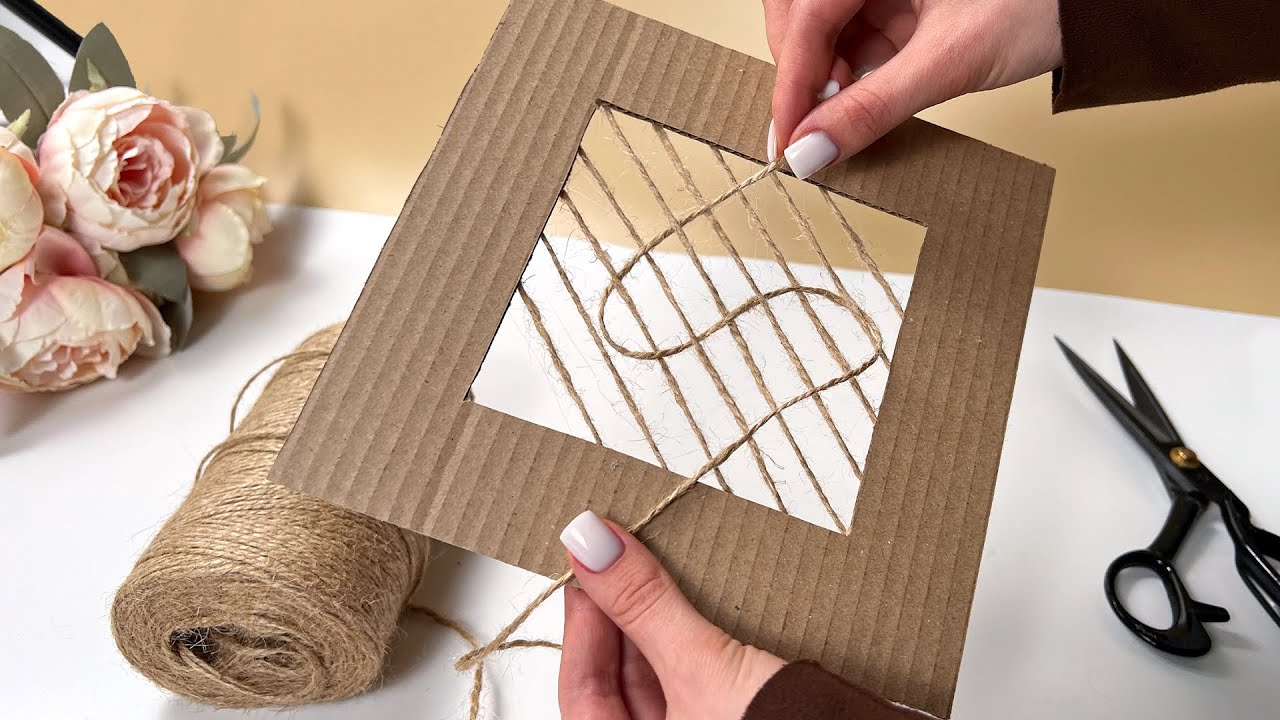 Как красиво! 😍 Невероятная ИДЕЯ из картона и джутовой нитки! Лучшее из отходов