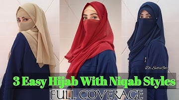 3 Instant/Ready & Full Coverage Hijab Tutorial| easy jorjet hijab styles | Chiffon Hijab With Niqab