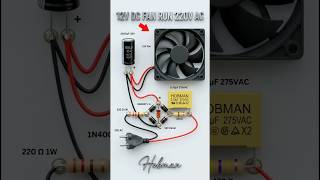 12V DC Fan Run on 220V AC Simple Circuit 🔥 #12VFan #CoolingFan #SimpleCircuit #DIYElectronics