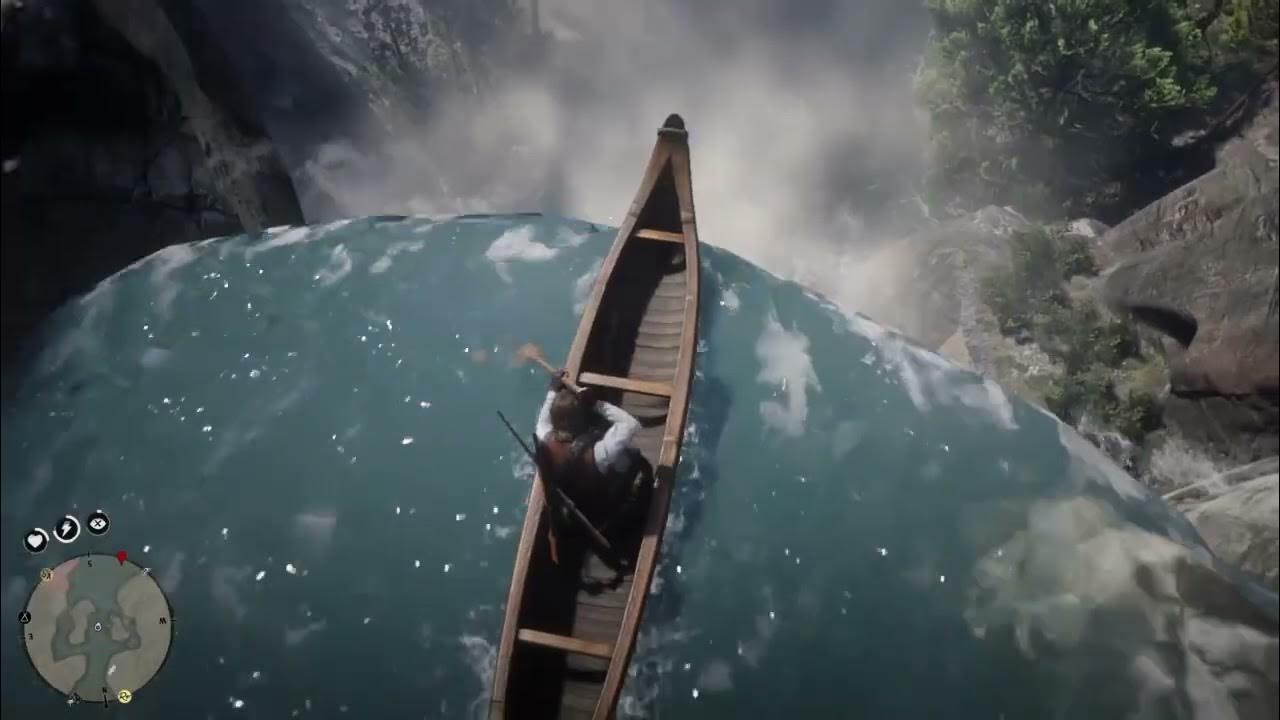 Going over a waterfall in a canoe RDR2 YouTube