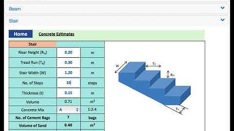 Concrete Calculator for Footing, Beam, Column, Slab and Stair