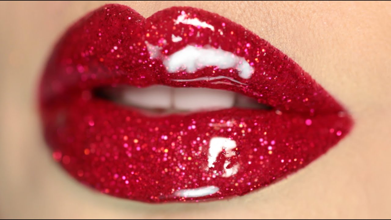 Hot Sexy Red Glitter Lips Makeup Tutorial YouTube