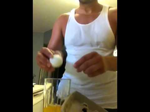 Me eating raw eggs after a workout - YouTube