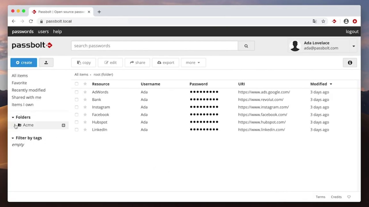 Collaborative Password Management with Passbolt