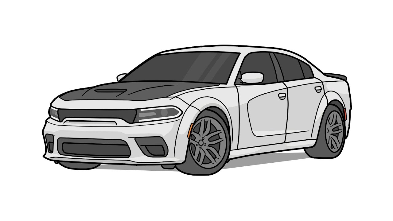 How to draw a DODGE CHARGER SRT HELLCAT REDEYE  drawing dodge charger  widebody 2019 car  YouTube