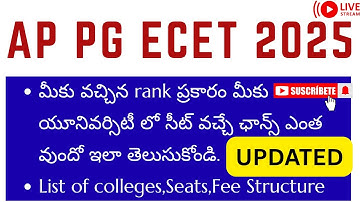 🔍 AP PGECET 2025 Seat Probability Calculator | Check Chances by Rank, Branch & Caste 🎯