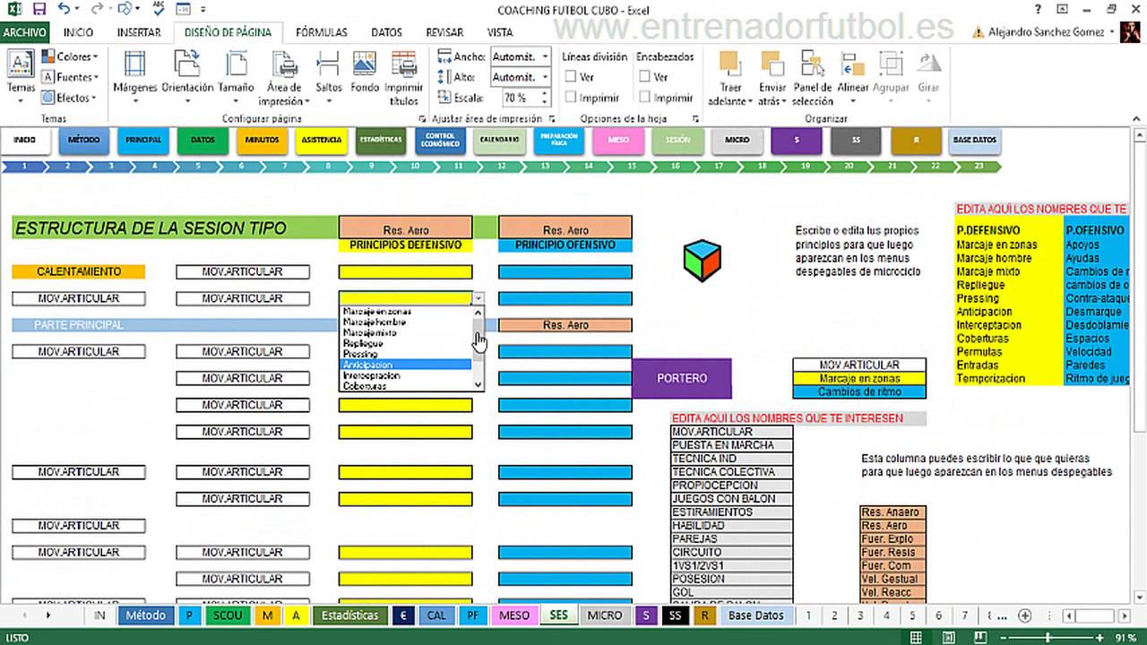 Plantilla para entrenadores CUBO (PARTE 5) Base de datos - YouTube