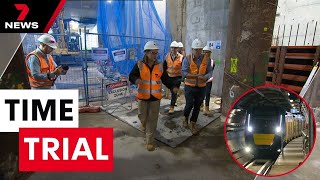 The new Metro tunnel trains pass a crucial time trial | 7 News Australia