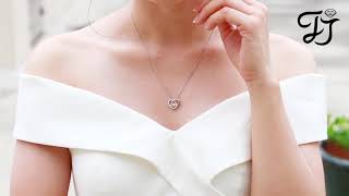 Sterling Silver Heart Necklace With Dancing White CZ - FarJary