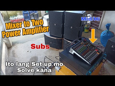 Sound System How to Connect Mixer to two Power Amplifier / English Tutorial Connection.