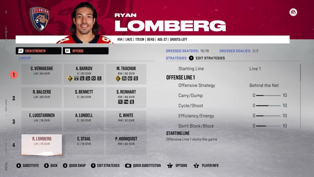 NHL 23 Florida Panthers Roster