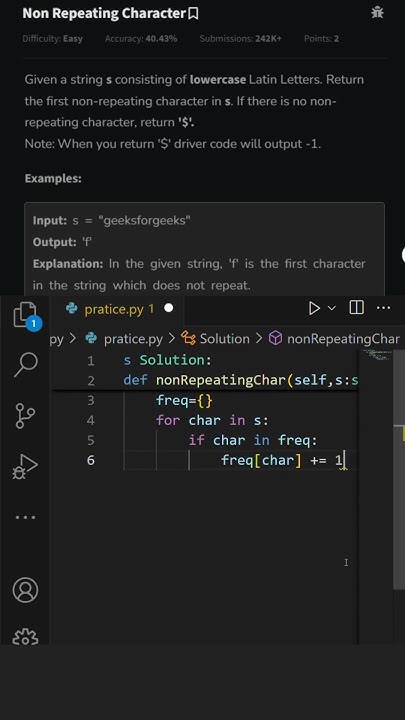 Find the Non-Repeating Character in a String by using python #coding # ...