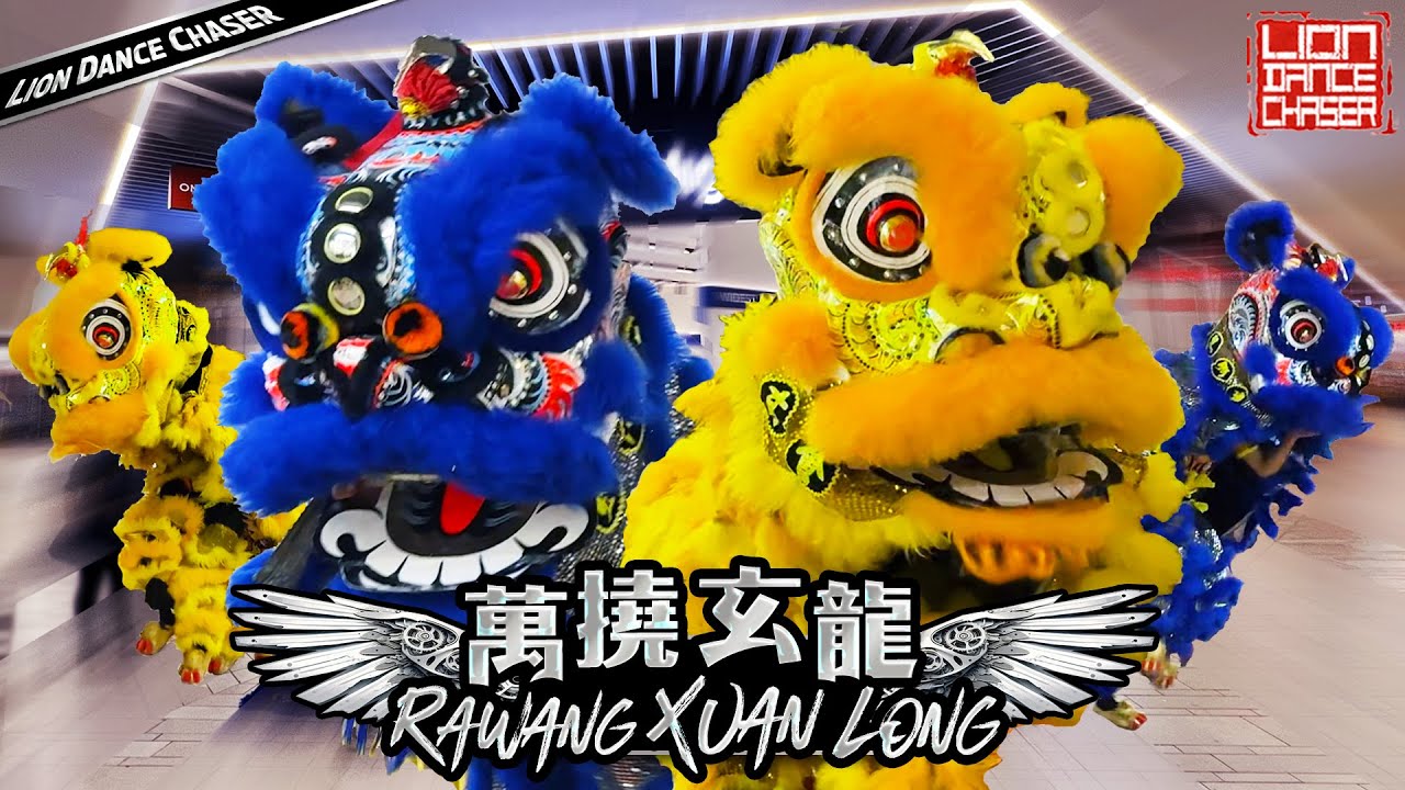 Lion Dance by Rawang Xuan Long 万挠玄龙 @ 1 Utama | 旺蓝萌狮 双狮地青 逗乐群众 民间传统 鼓乐伴奏 | Barongsai | Múa lân