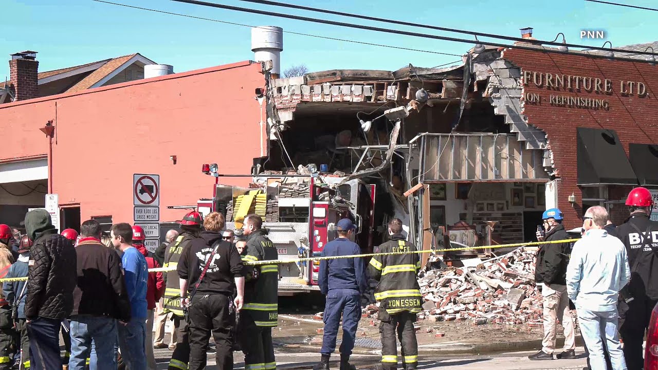 Caught On Camera Firetruck Slams Into Long Island Furniture Store