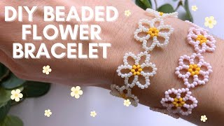 Flower Bracelet Tutorial, DIY Beaded Bracelet, Seed Bead tutorial 🌸